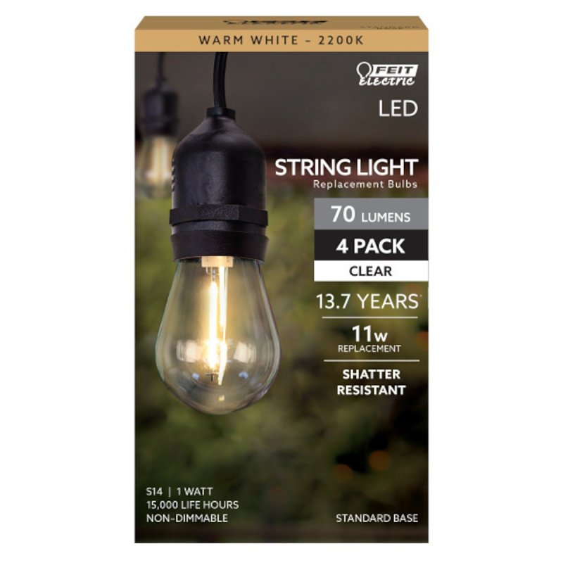 Feit Electric S14/822/FILED/4 LED Replacement Bulb, Decorative, S14 Lamp, 11 W Equivalent, E26 Lamp Base
