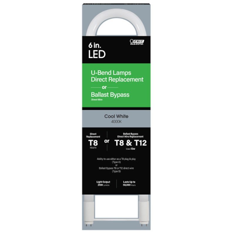 Feit Electric T848/840/AB/U6/LED LED Light Bulb, Linear, Plug and Play/Ballast Bypass, T8 Lamp, G13 Lamp Base, Frosted