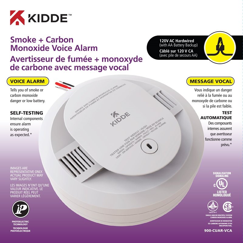 Kidde 21032311 Smoke and Carbon Monoxide Detector, 70 to 400 ppm, 4 to 240 min Response, 85 dB, Alarm: Audible, Visual, Bracket