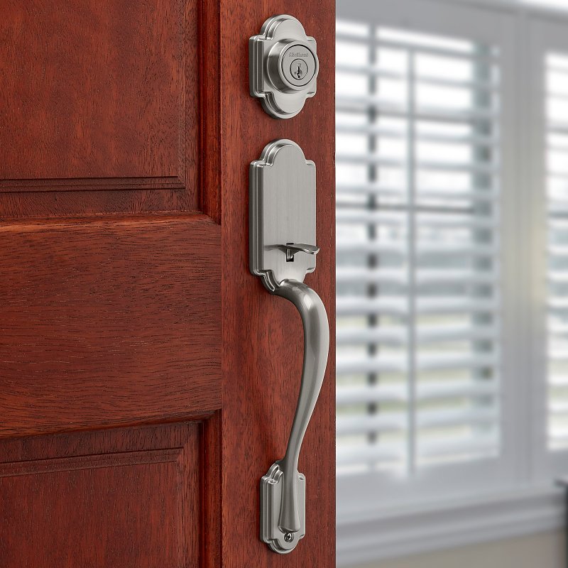 Kwikset Signature Series 800AN LIP 15 SMT 6AL Exterior Handleset, Arlington Design, Satin Nickel, 1 Grade, Zinc