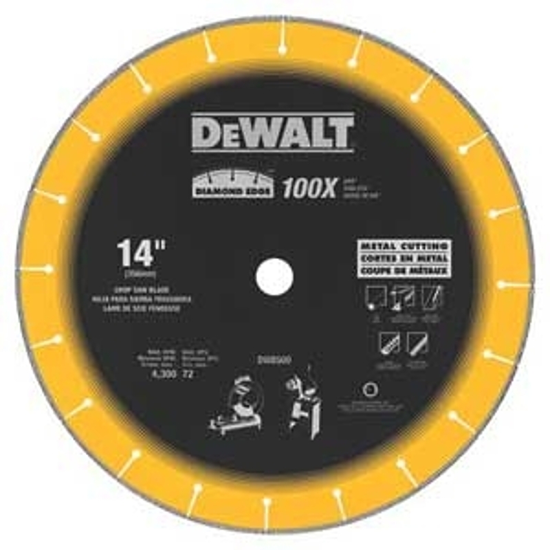 DeWALT DW8500 Diamond Saw Blade, 14 in Dia, 1 in Arbor, Segmented Rim