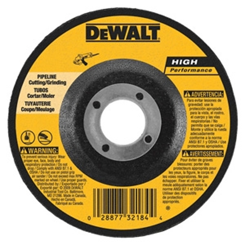 DEWALT DW8484 Grinding Wheel, 5 in Dia, 1/8 in Thick, 7/8 in Arbor, A24R Grit, Very Coarse, Aluminum Oxide Abrasive