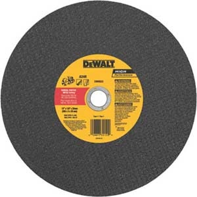 DeWALT DW8023 Cutting Wheel, 12 in Dia, 1/8 in Thick, 20 in Arbor, 24 Grit, Aluminum Oxide Abrasive