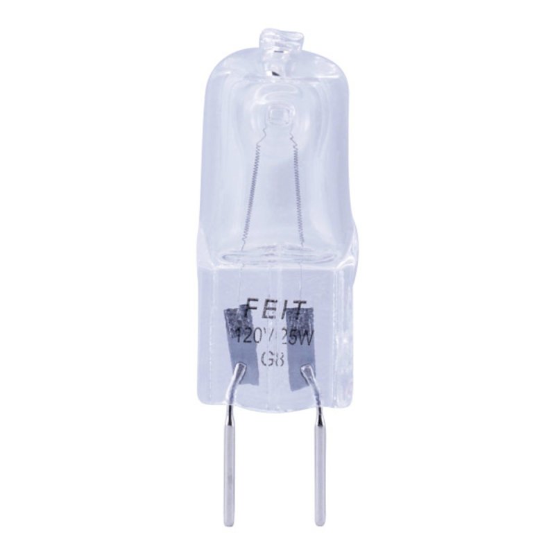 Feit Electric BPQ25/G8/CAN Halogen Bulb, 1.8 in L Dimensions, 25 W, G8 Lamp Base, JCD T4 Lamp, 3000 K Color Temp