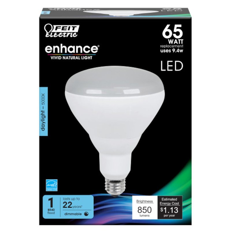 Feit Electric 9989211 LED Lamp, Flood/Spotlight, BR40 Lamp, 65 W Equivalent, E26 Lamp Base, Dimmable, Daylight Light