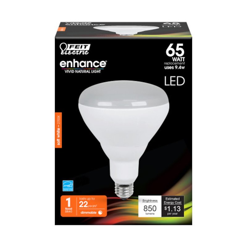 Feit Electric BR40DM/927CA LED Bulb, Flood/Spotlight, 850 Lumens, 9.4 W, BR40 Lamp, 65 W Equivalent, E26 Lamp Base