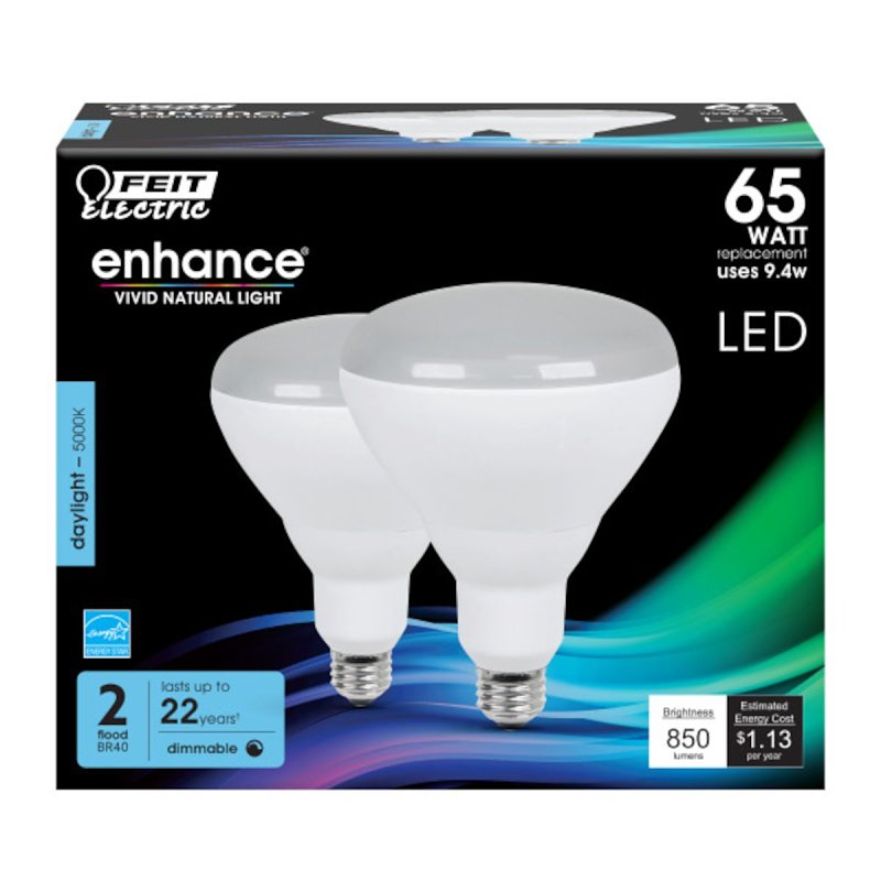 Feit Electric BR40DM/950CA/2 LED Bulb, Flood/Spotlight, BR40 Lamp, 65 W Equivalent, E26 Lamp Base, Dimmable, Frosted