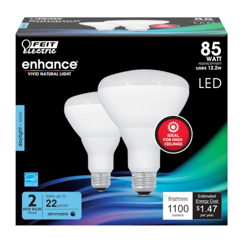 Feit Electric BR30DMHO/950CA/2 Reflector LED Light Bulb, Flood/Spotlight, BR30 Lamp, 85 W Equivalent, E26 Lamp Base