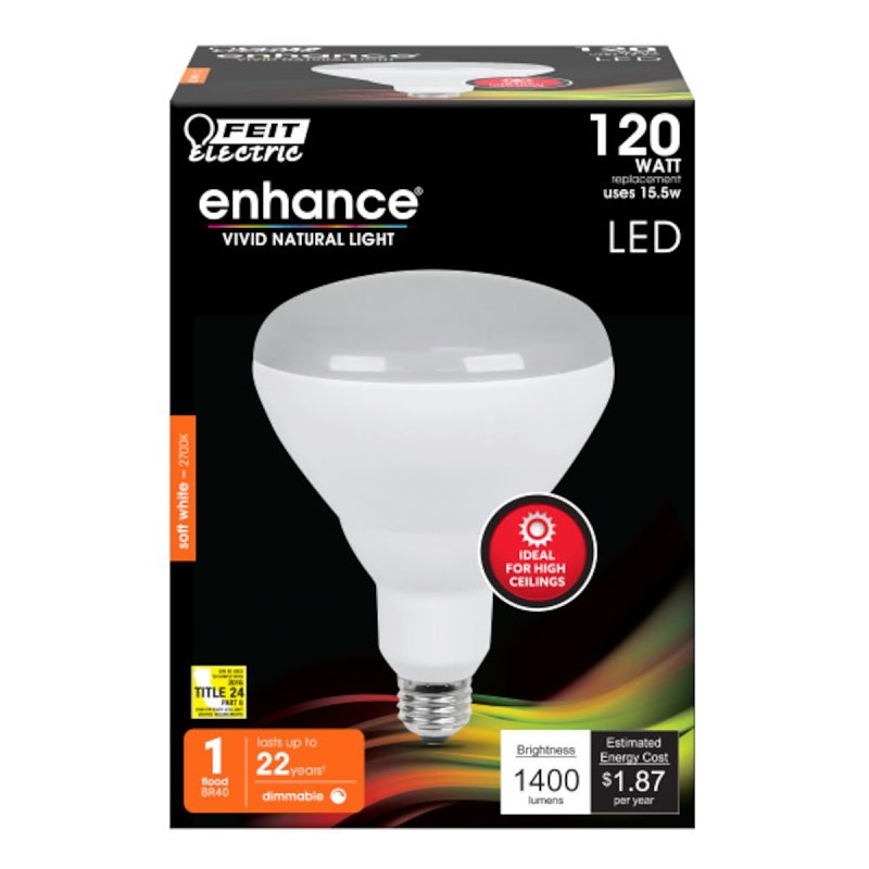 Feit Electric BR40DMHO/927CA LED Bulb, Flood/Spotlight, BR40 Lamp, 120 W Equivalent, E26 Lamp Base, Dimmable