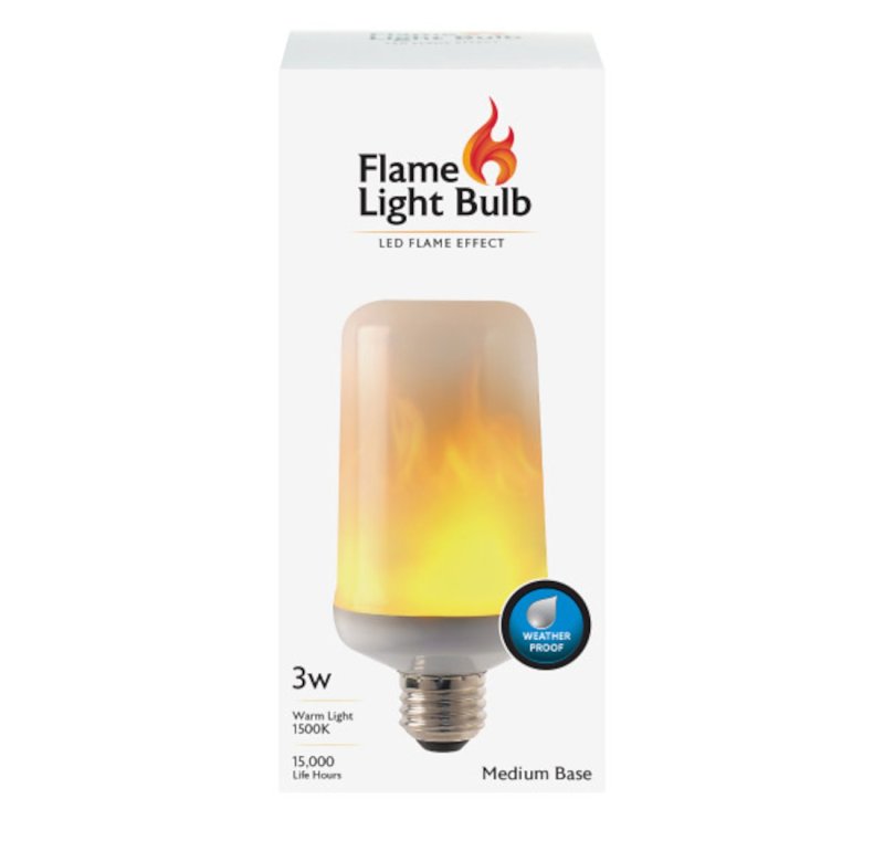 Feit Electric C/FLAME/LED LED Bulb, Specialty, T60 Lamp, E26 Lamp Base, White, Warm White Light, 1500 K Color Temp