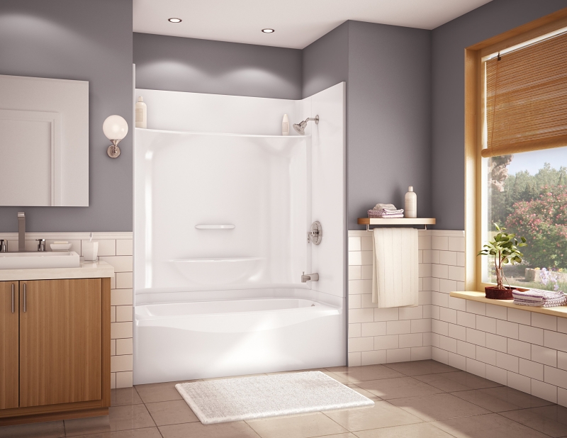 Maax 148006-000-002-295 Right Hand Tub/Shower kit, 60 x 30, Alcove Mounting, 2 Shelves