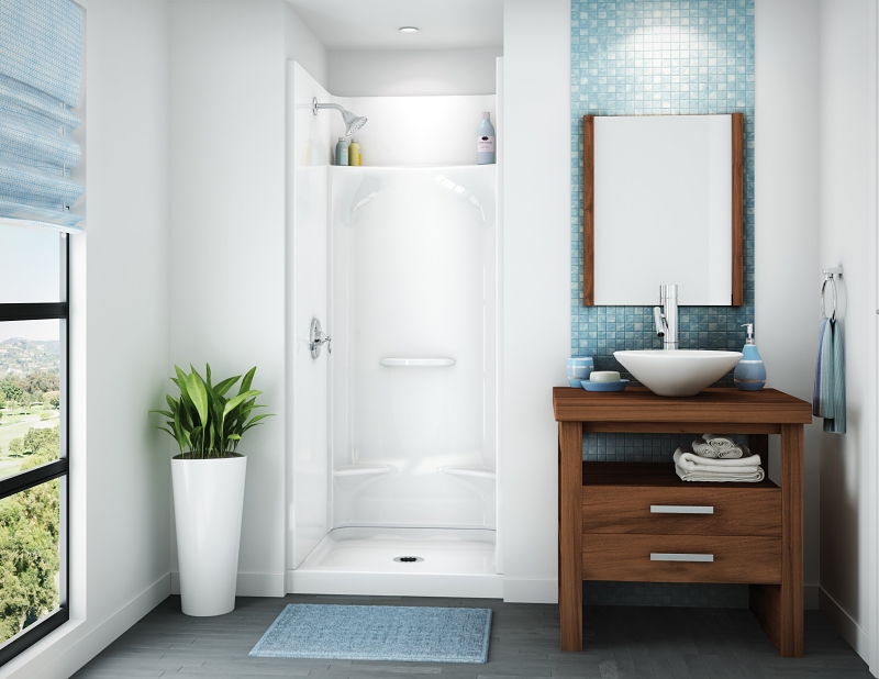 Maax Essence Series 148018-000-002-29 Shower Stall, 31-7/8 in L, 32 in W, 76 in H, Fiberglass, Alcove Installation