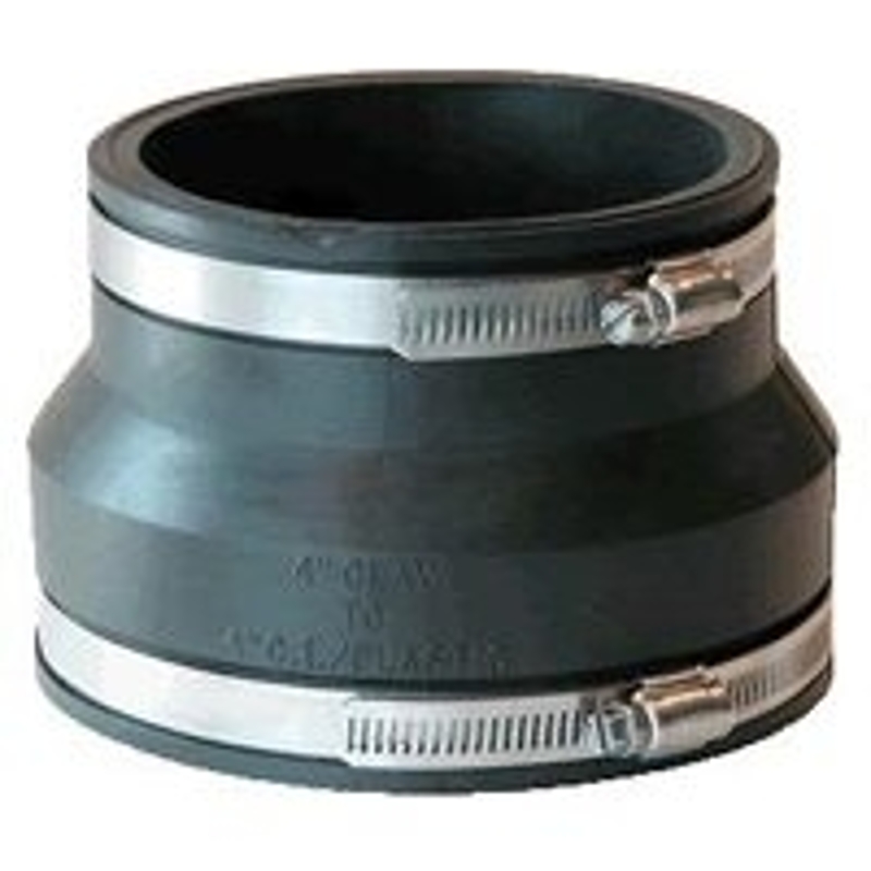 FERNCO P1002-44 Flexible Coupling, 4 x 4 in, PVC, Black, 4.3 psi Pressure