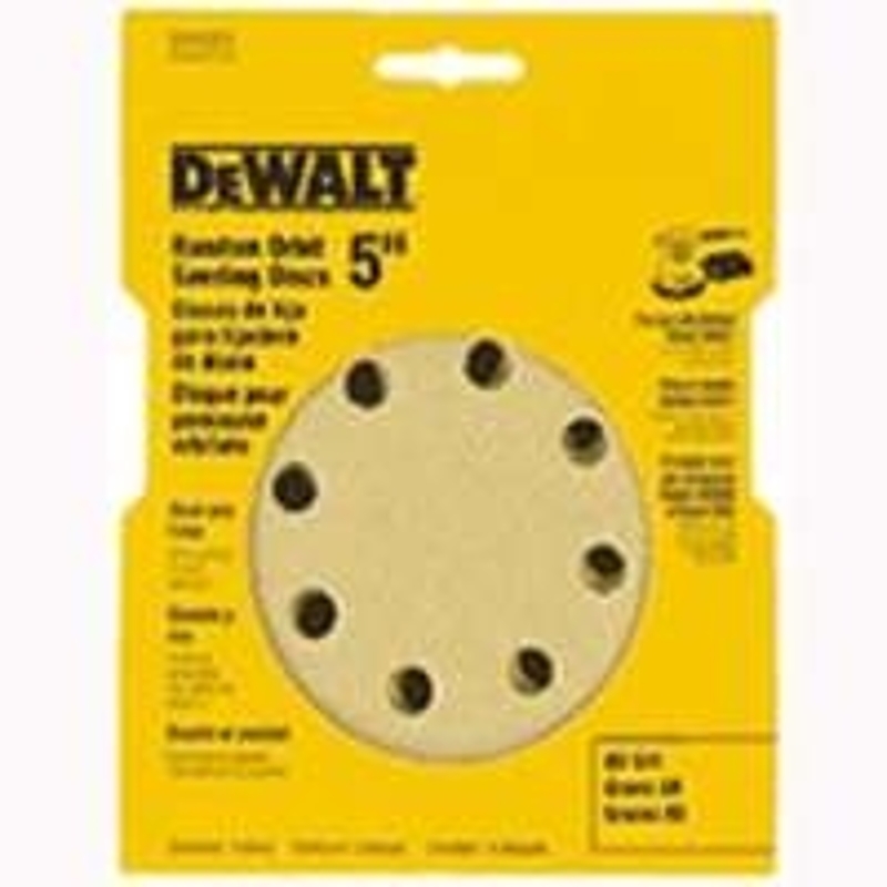 DeWALT DW4307 Sanding Disc, 5 in Dia, Coated, Aluminum Oxide Abrasive, Paper Backing, 8-Hole