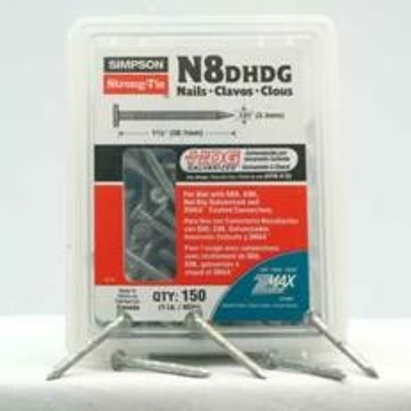Simpson Strong-Tie SCN Series N10DHDG-R Connector Nail, 4D Penny, 1-1/2 in L, Full Round Head, 9 ga, Steel, 120/PK