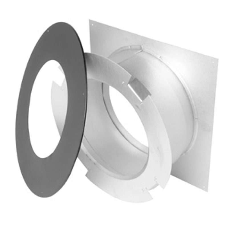 Selkirk JM6WT Series Wall Thimble, 6 x 10-1/8 x 17 in Dimensions, Steel, Black, Galvanized, Wall Mounting