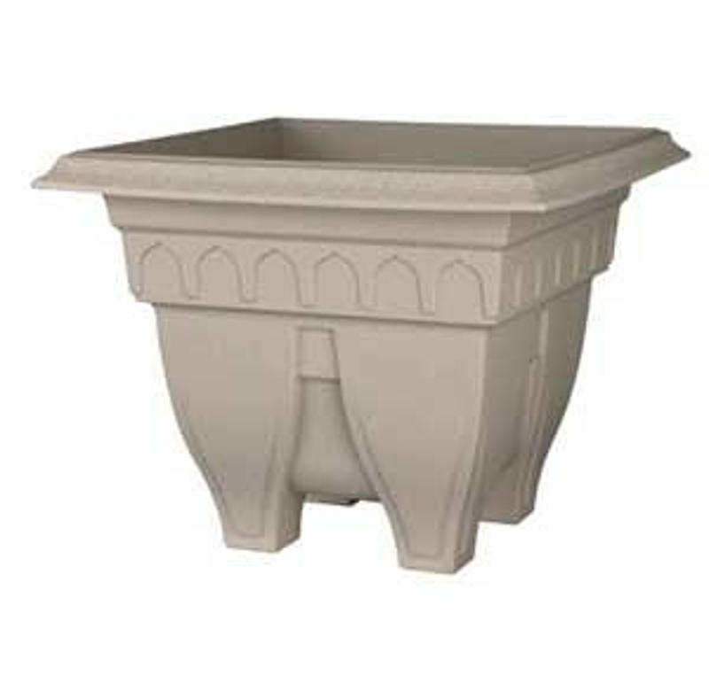 DCN 1415-14 Patio Planter, 12-1/4 in H, 15-1/4 in W, Square, Thermoplastic, Cappuccino