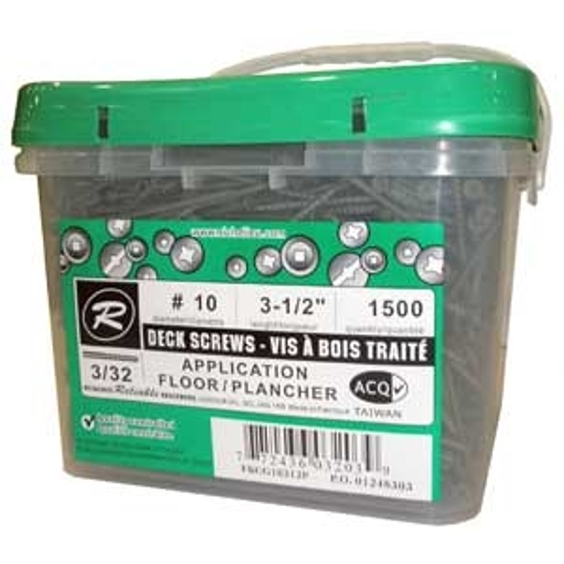 Reliable FKCG Series FKCG10312P Deck Screw, #10-9 Thread, 3-1/2 in L, Coarse, Partial Thread, Bugle, Steel, 1500/BX