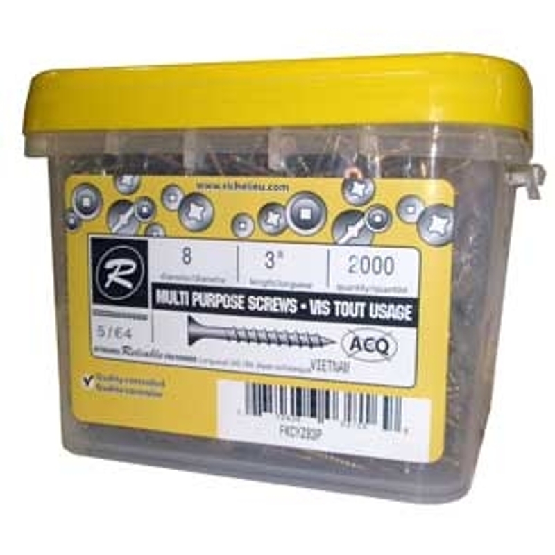 Reliable FKCYZ Series FKCYZ83P Screw, #8-10 Thread, 3 in L, Coarse, Partial Thread, Bugle, Square Drive, 2000/BX