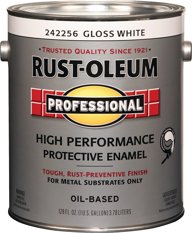 RUST-OLEUM PROFESSIONAL 242256 Protective Enamel, Gloss, White, 1 gal Can