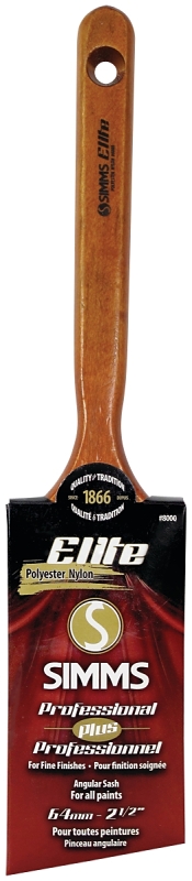 Simms 8000-64 Paint Brush, 2-1/2 in W, Angle Sash Brush, 2-7/8 in L Bristle, Nylon/Polyester Bristle