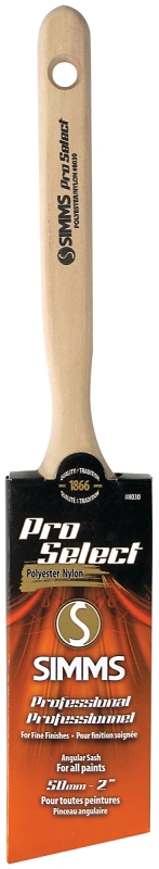 Simms 8030-50 Paint Brush, 2 in W, Angle Sash Brush, 2-7/8 in L Bristle, Nylon/Polyester Bristle