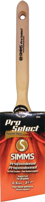 Simms 8030-64 Paint Brush, 2-1/2 in W, Angle Sash Brush, 2-7/8 in L Bristle, Nylon/Polyester Bristle