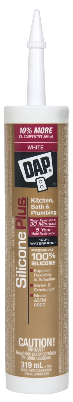 DAP 73376 Bath and Kitchen Sealant, White, 319 mL Cartridge