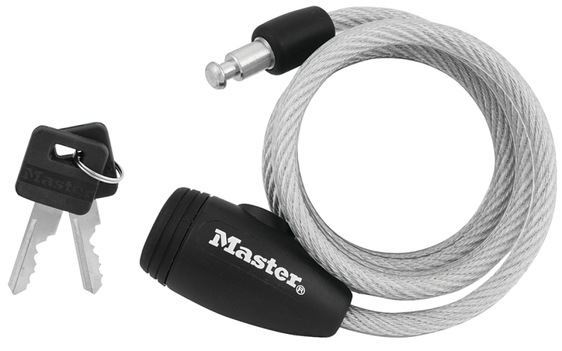 Master Lock 8109D Cable Lock, 5/16 in W Body, Keyed Key, Steel Shackle, Gray