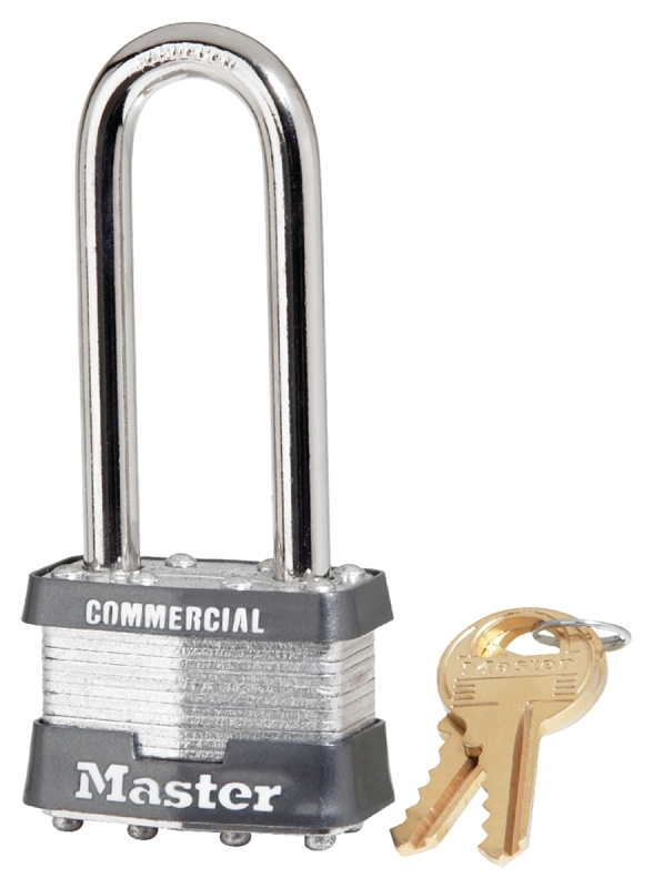 Master Lock 1KALJ 2729 Padlock, Keyed Alike Key, 5/16 in Dia Shackle, 2-1/2 in H Shackle, Nickel Hardened Steel Shackle