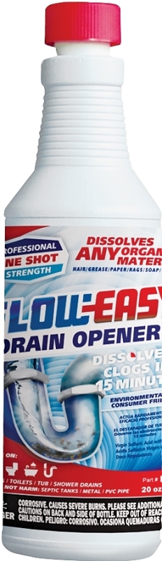 Flow-Easy FE16C Drain Opener, Liquid, Brown, 1 pt, Bottle