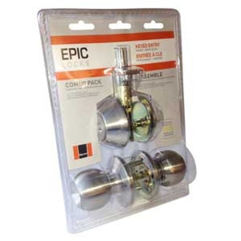 Taymor EPIC Series 35-CV1116 Deadbolt/Entry Knob Set, Knob Handle, Satin, 3 Grade, Stainless Steel