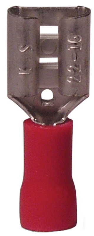GB 20-141F Disconnect Terminal, 600 V, 22 to 16 AWG Wire, 1/4 in Stud, Vinyl Insulation, Red