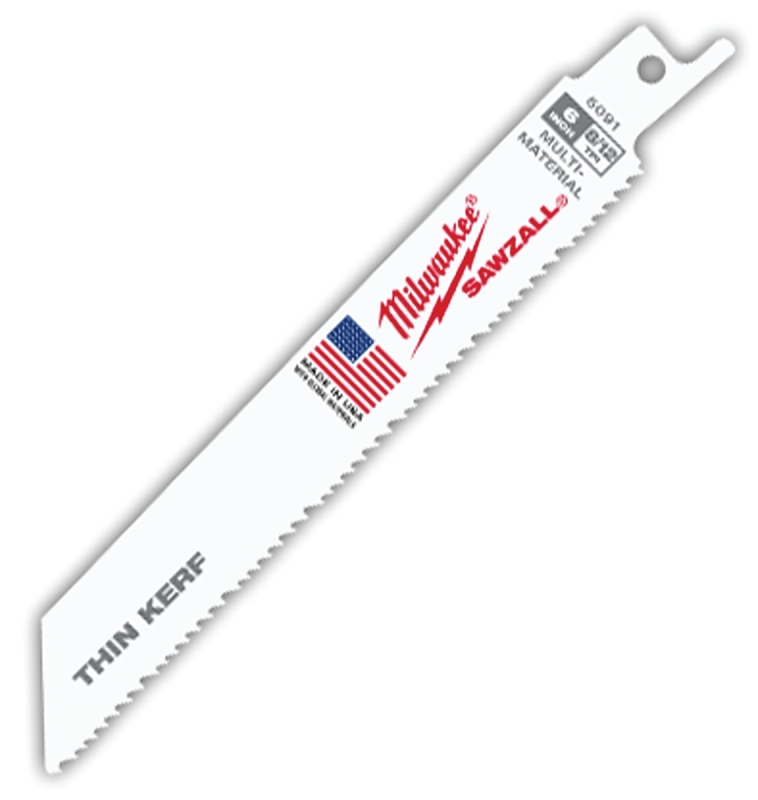 Milwaukee 48-00-5091 Reciprocating Saw Blade, 3/4 in W, 6 in L, 8/12 TPI, Bi-Metal Cutting Edge