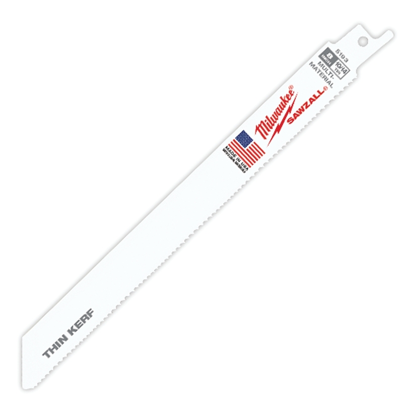 Milwaukee 48-00-5193 Reciprocating Saw Blade, 5/8 in W, 8 in L, 10/14 TPI, Bi-Metal Cutting Edge