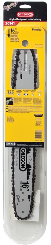 Oregon AdvanceCut 30141 Bar and Chain Combo, Small Bar Nose Radius, 59-Drive Link, 91PX Chain, 3/8 in TPI/Pitch