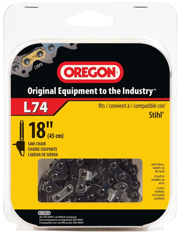 Oregon L74 Chainsaw Chain, 18 in L Bar, 0.63 Gauge, 0.325 in TPI/Pitch, 74-Link