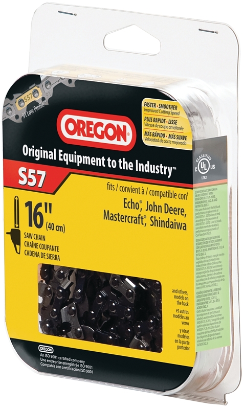 Oregon S57 Chainsaw Chain, 16 in L Bar, 0.05 Gauge, 3/8 in TPI/Pitch, 57-Link