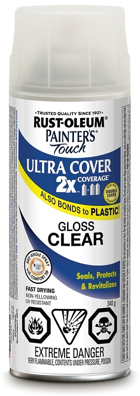 Rust-Oleum 253699 Spray Paint, 340 g Can, 15 sq-ft Coverage Area, Gloss, Clear