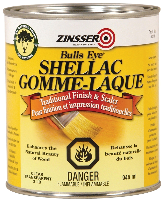 Zinsser Z00314 Shellac, Clear, Liquid, 946 mL, Can