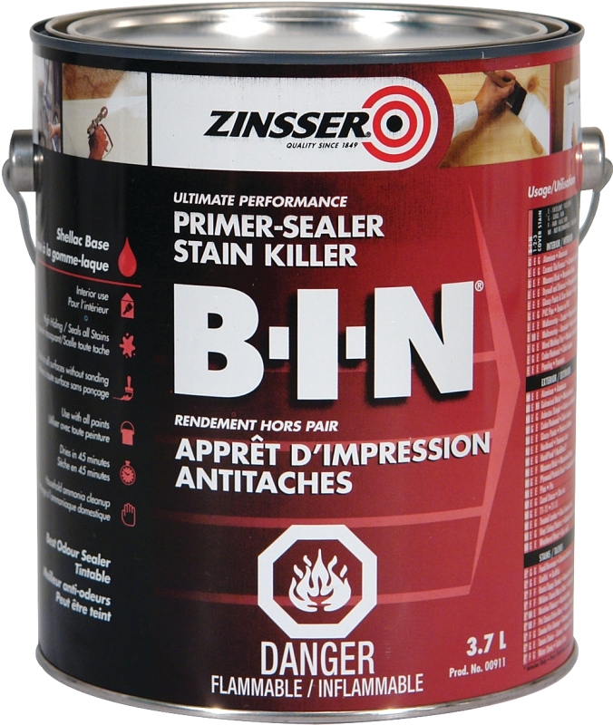 Zinsser Z00911 Primer, Flat, White, 3.7 L
