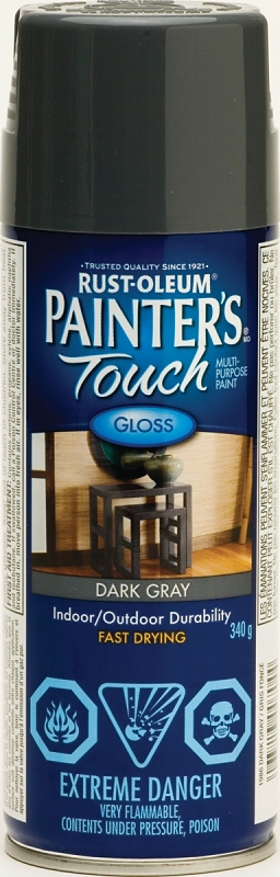Painter's Touch Ultra Cover N1986830 Enamel Spray Paint, Gloss, Dark Gray, 340 g