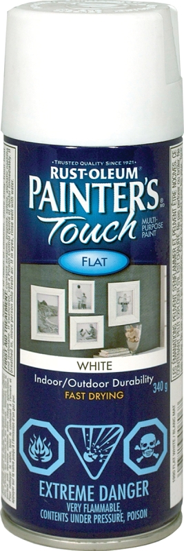 Rust-Oleum N1990830 Spray Paint, 340 g Can, Acrylic Base, Flat, White