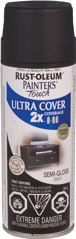 Rust-Oleum 262390 Spray Paint, 340 g Can, 15 sq-ft Coverage Area, Oil Base, Semi-Gloss, Black