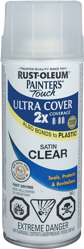 Painter's Touch Ultra Cover 268409 Enamel Spray Paint, Satin, Clear, 340 g