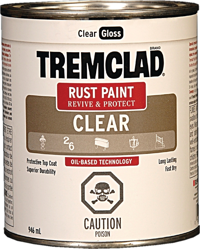 Tremclad 254917 Rust Preventative Paint, Oil, Gloss, Clear, 946 mL, Can