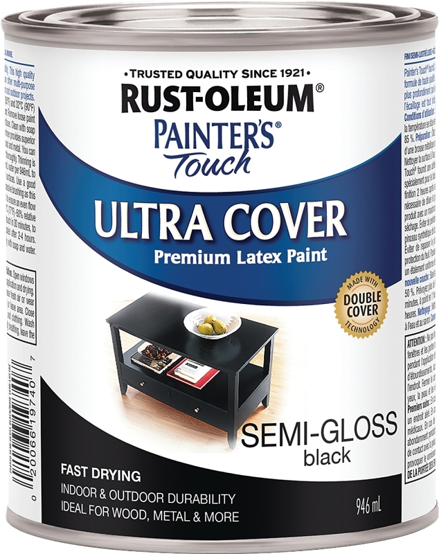 RUST-OLEUM Painter's Touch 254930 Brush-On Paint, Semi-Gloss, Black, 946 mL