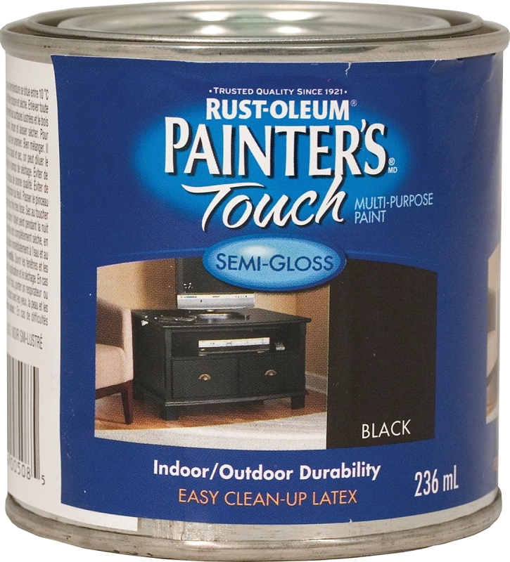 RUST-OLEUM Painter's Touch N1974730 Brush-On Paint, Semi-Gloss, Black, 236 mL