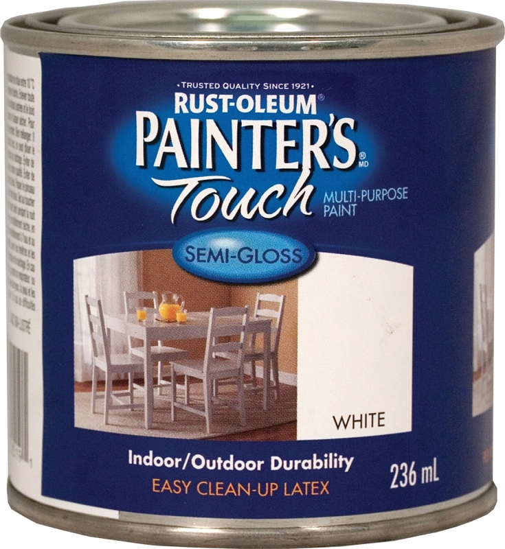 RUST-OLEUM PAINTER'S Touch N1993730 Brush-On Paint, Semi-Gloss, White, 236 mL Can