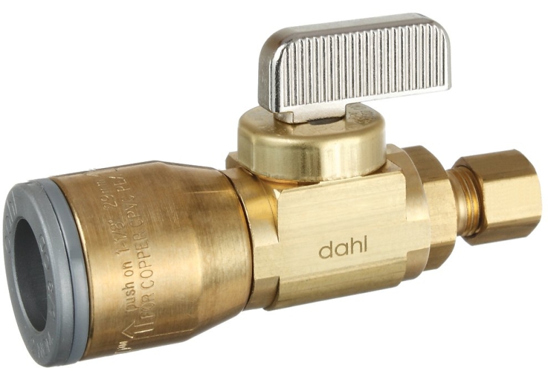 Dahl mini-ball 521-QG3-30 Stop Valve, 1/2 x 1/4 in Connection, Compression, 250 psi Pressure, Manual Actuator, Brass